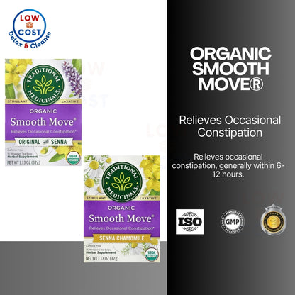 USAOnhand| Traditional Medicinals, Organic Smooth Move, Senna Chamomile, Caffeine Free, 16 Wrapped T