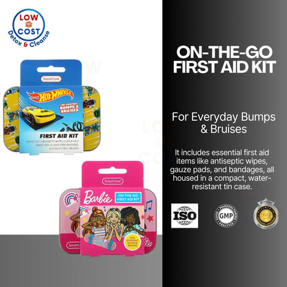 USAOnhand | Smart Care, On-The-Go First Aid Kit, Barbie, 13 Piece Kit, First Aid Kit, Hot Wheels, 13