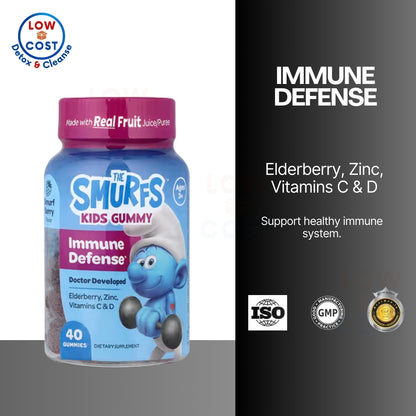 Lowcostph | The Smurfs, Kids Gummy, Immune Defense, Ages 3+, Smurf Berry, 40Gummy