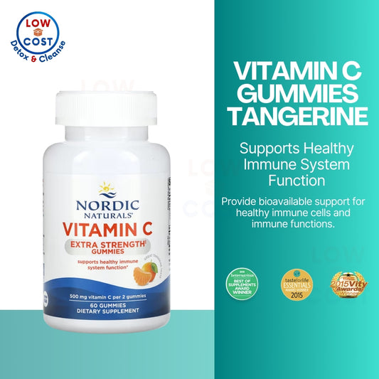 LowCostPH| Nordic Naturals, Vitamin C Gummies, Tangerine, 60 Gummies, Supports Healthy Immune System