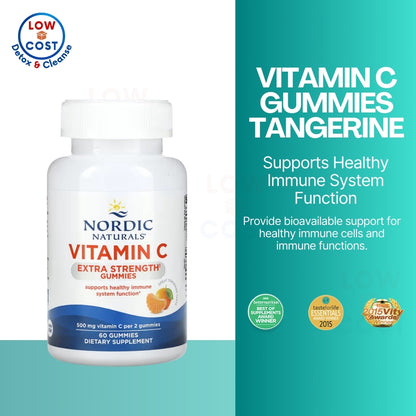 LowCostPH| Nordic Naturals, Vitamin C Gummies, Tangerine, 60 Gummies, Supports Healthy Immune System
