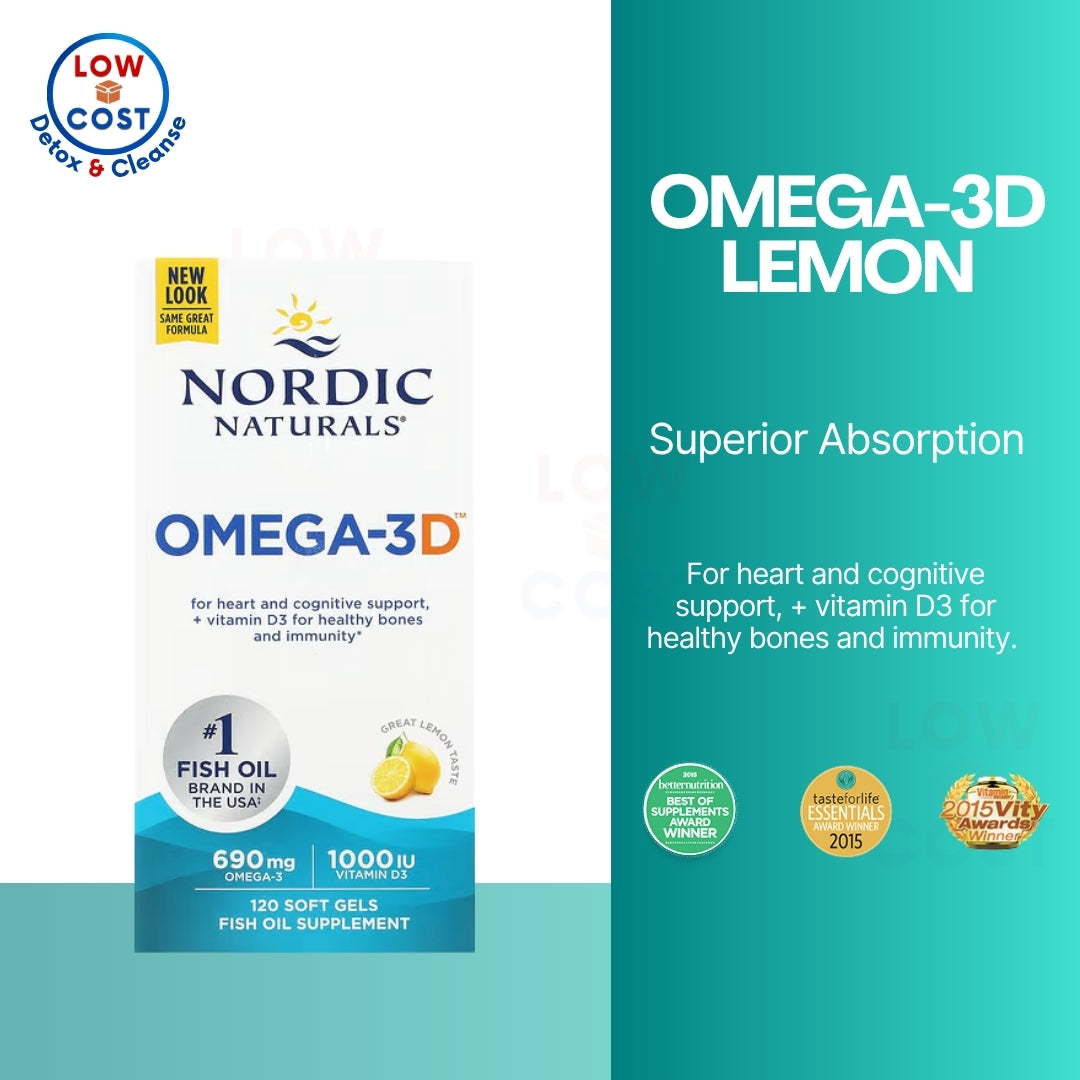 LowCostPh | Nordic Naturals, Omega-3 & Omega-3D Lemon Brain & Cholesterol Level Support