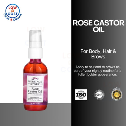 LowCostPh | Heritage Store, Rose Castor Oil, 2 fl oz (59 ml)