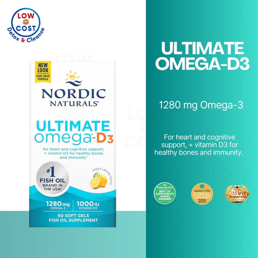 Lowcostph | Nordic Naturals, Ultimate Omega, Lemon, 1,280 mg, Fish Gelatin | Ultimate Omega + CoQ10,