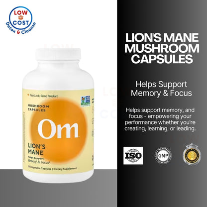 LowCost PH| Om Mushrooms, Lion's Mane Mushroom Superfood, 2,000 mg, 180 Vegetable Capsules (667 mg p