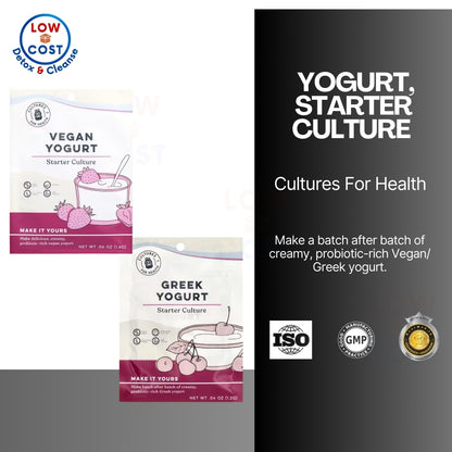 LowCost PH | Cultures for Health, Vegan Yogurt, 4 Packets, .06 oz (1.6 g) Homemade Greek Yogurt.