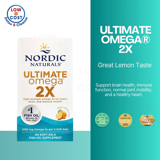 LowCostPH| Nordic Naturals, Ultimate Omega 2X w/ Vit D3, Lemon,1120mg Omega-3+1000 IU Vit D3 60minis