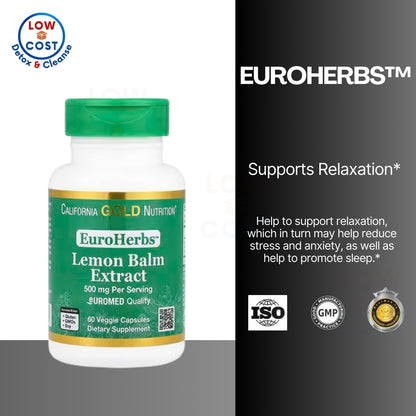 LOwCostPh | California Gold Nutrition, Lemon Balm Extract, European Quality, 500 mg, 60 Veggie Caps