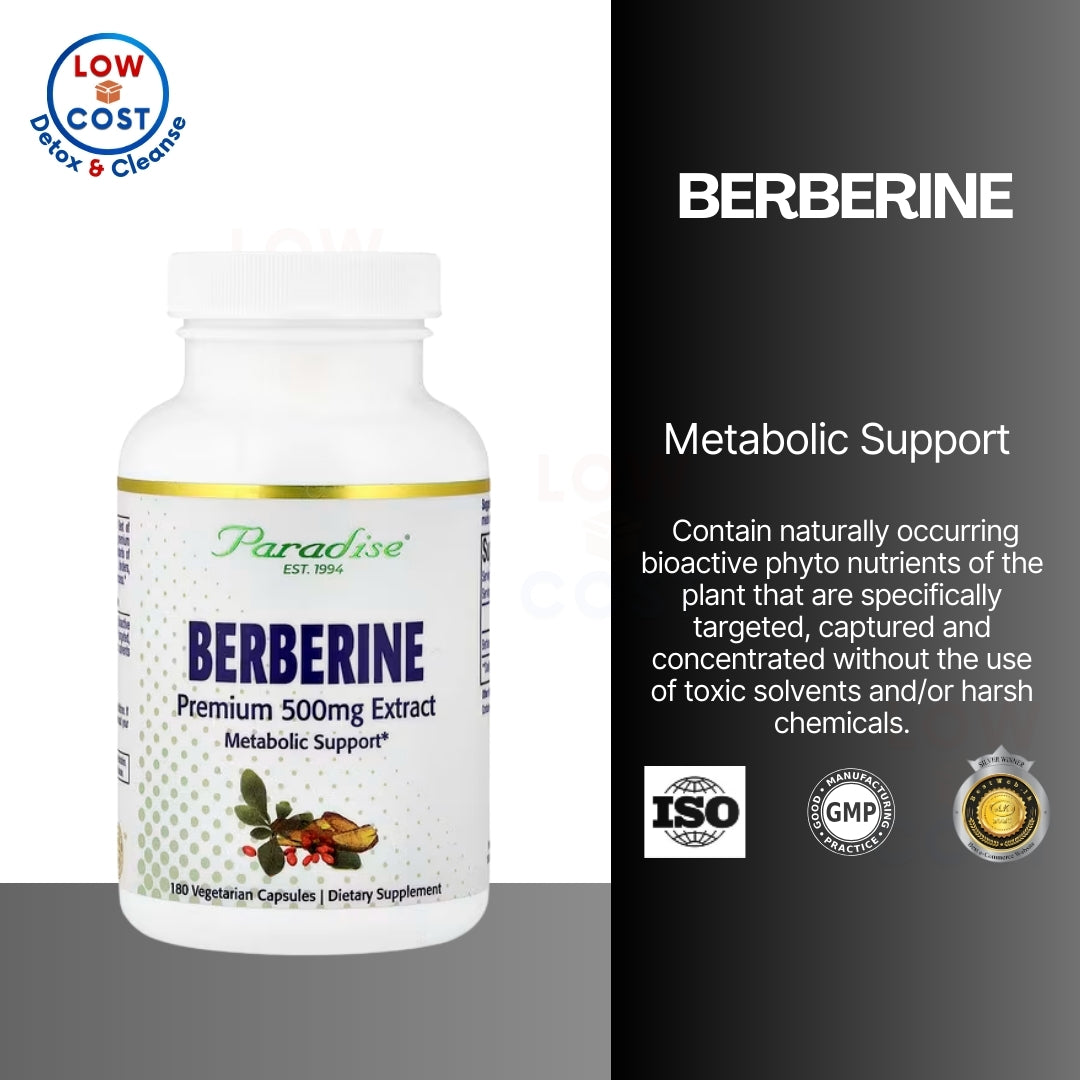 LOwCostPh | Paradise Herbs, Berberine Extract, 60 | 180 Vegetarian Capsules