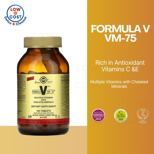 LowCostPH | Solgar, Formula V, VM-75, Multiple Vitamins with Chelated Minerals, 180 Tablets