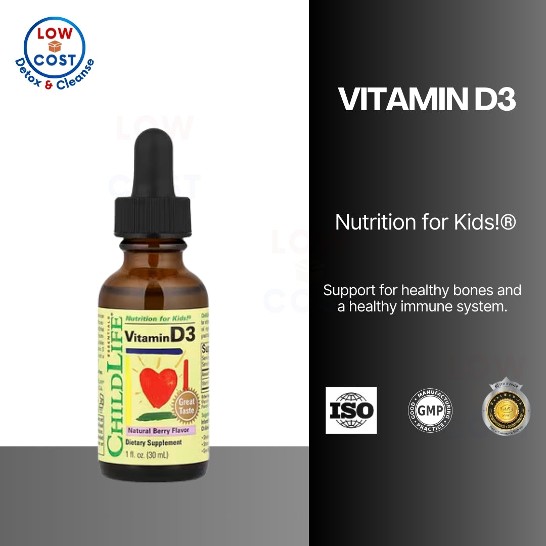 LowCostPH| CHILDLIFE ESSENTIALS Organic Vitamin D3 Liquid Drops, Natural Berry Flavor Gluten Free