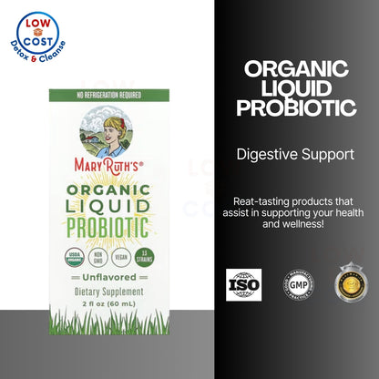 LowCOstPH| MaryRuth's, Organic Liquid Probiotic, Unflavored, 2 fl oz (60 ml) 1 year +