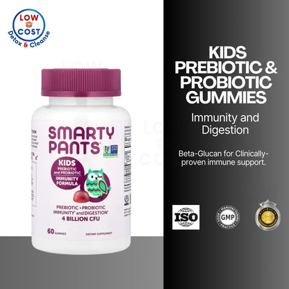 LowCost PH| SmartyPants, Kids Prebiotic and Probiotic, Immunity Formula, Vegan Grape, 4 Billion CFU