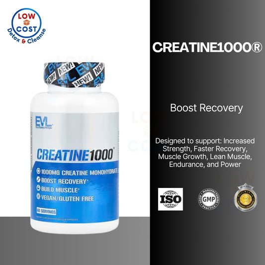 LowCost PH| Pure Creatine Monohydrate Capsules 1000mg - Evlution Nutrition Pre & Post Workout Recove