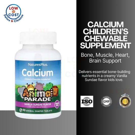 LowCost PH| NaturesPlus, Animal Parade, Calcium, Children's Chewable Supplement, Vanilla Sundae, 90