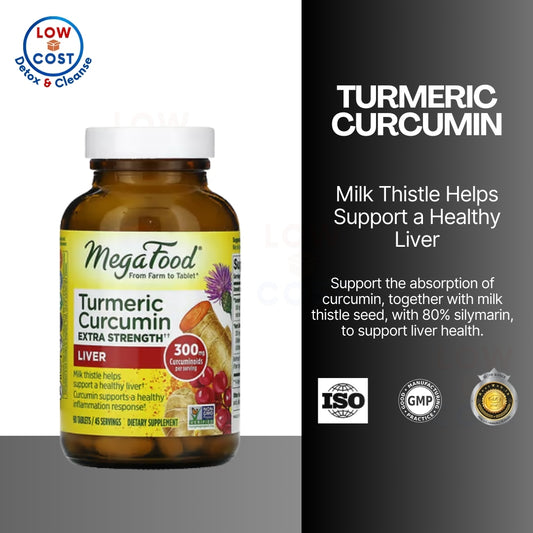 LowCost PH| MegaFood, Turmeric Curcumin, Extra Strength, Liver, 300 mg, 90 Tablets (150 mg per Table
