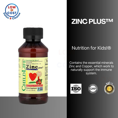 LowCostPH| ChildLife Essentials, Essentials, Zinc Plus, Natural Mango Strawberry , 4 fl oz (118 ml)