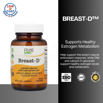 LowCostPh | Pure Essence, Breast-D, 30 Vegi-Caps, Supports Heathy Estrogen Metabolism