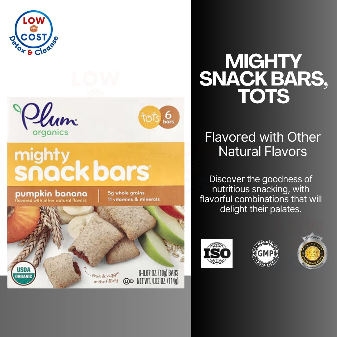 LowCostPh | Plum Organics, Mighty Snack Bars, Tots, Pumpkin Banana, 6 Bars, 0.67 oz (19 g) Each