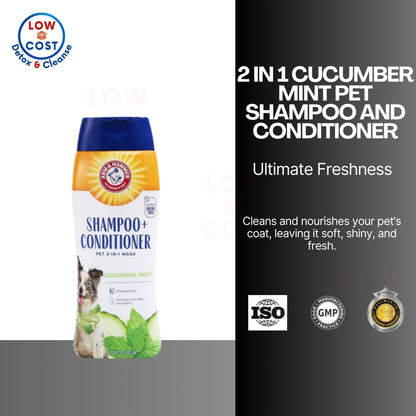 USAOnhand| Arm & Hammer, 2-In-1 Shampoo & Conditioner For Pets, Cucumber Mint, 20 fl oz (591 ml)