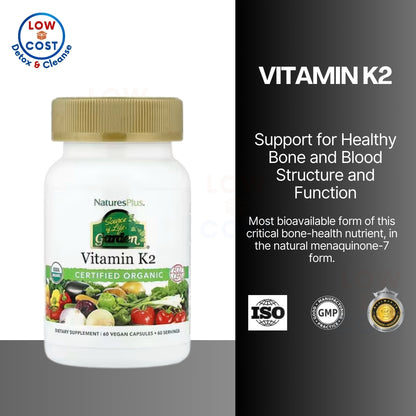LowCost PH| NaturesPlus, Source of Life, Garden, Organic Vitamin K2, 60 Vegan Caps