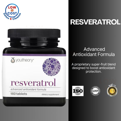 LowCostPH| Youtheory, Resveratrol, 160 Tablets