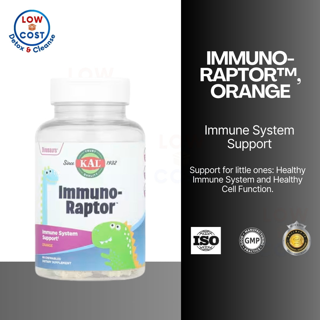 LowCostPH| KAL, Dinosaurs, Immuno-Raptor, Orange, 60 Chewables