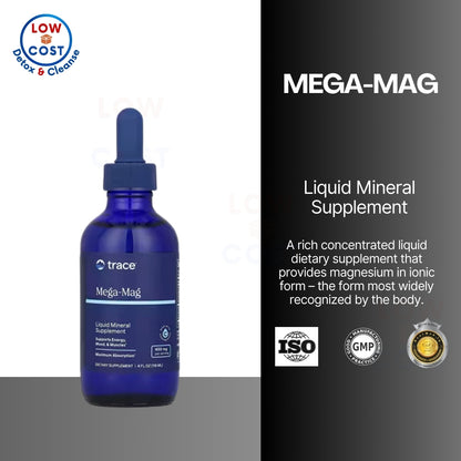 LowCostPH| Trace Minerals ®, Low Sodium Mega-Mag, 400 mg, 4 fl oz (118 ml)