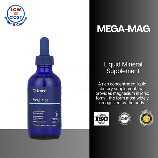 LowCostPH| Trace Minerals ®, Low Sodium Mega-Mag, 400 mg, 4 fl oz (118 ml)