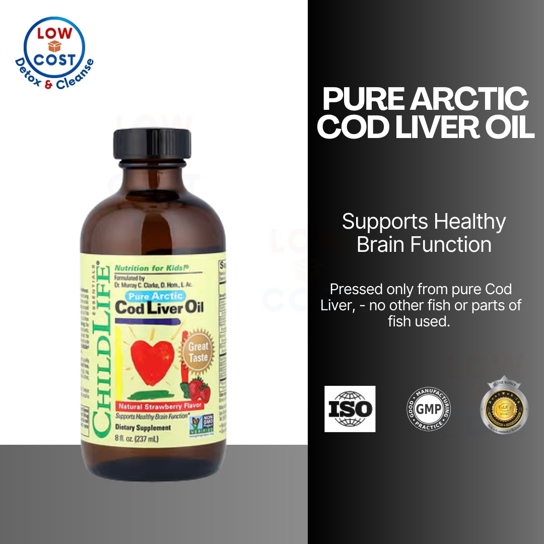 USA Onhand | Childlife Pure Arctic Cod Liver Oil, Natural Strawberry Supports Healthy Brain Function