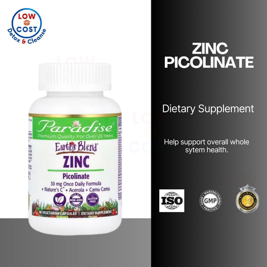 LowCostPH| Paradise Herbs, Earth's Blend, Zinc Picolinate, 30 mg, Healthy Option 100 caps