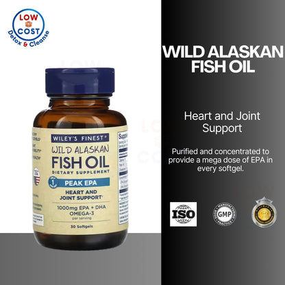 Lowcostph | Wiley's Finest, Wild Alaskan Fish Oil, Peak EPA, 1,250 mg, 120 Fish Softgels