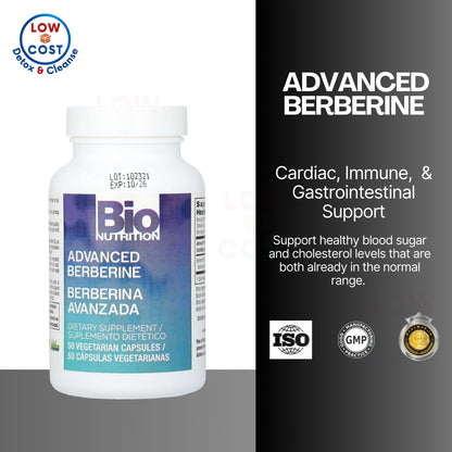 Lowcostph | Bio Nutrition, Advanced Berberine, 50 Vegetarian Capsules| Gastrointestinal, Blood Sugar