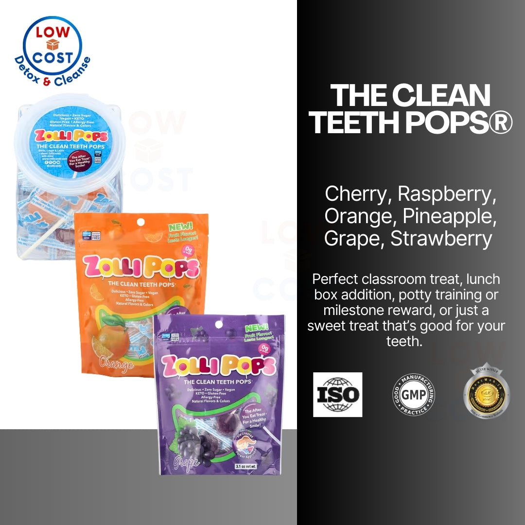 Low Cost PH | Zollipops The Clean Teeth Pops Strawberry, Orange, Raspberry, Cherry, Grape, Pineapple
