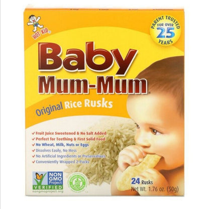 Low Cost PH | Mum-Mum, Original Rice Rusks, Banana, Apple Pumpkin, 24 Rusks, 1.76 oz.