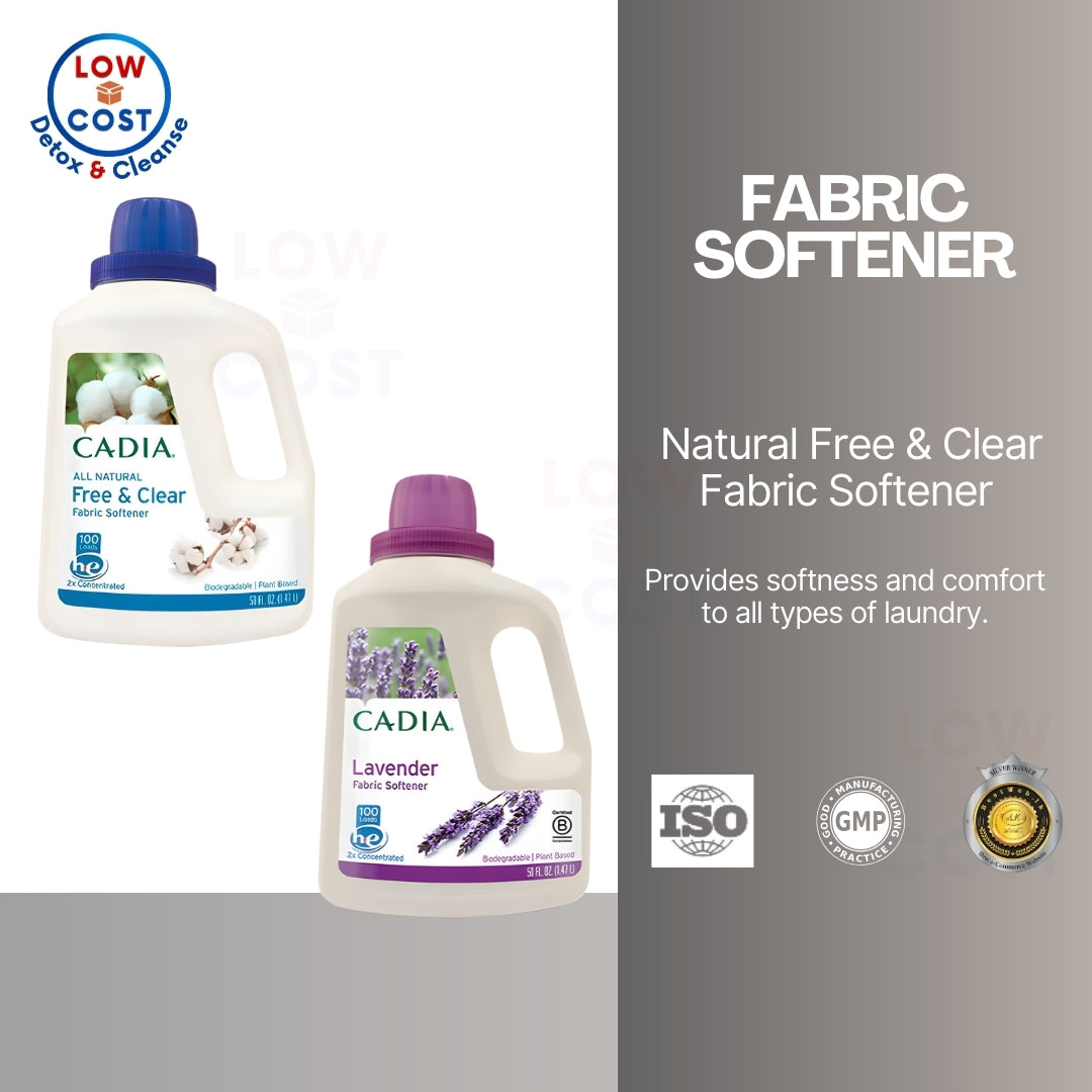 Grocer Farmer | Cadia All Natural Free & Clear Fabric Softener 1.47L, Lavender Fabric Softener 1.5L