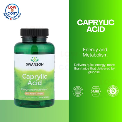 LowCostPH | Swanson, Caprylic Acid, 600 mg, 60 Softgels Energy and Metabolism
