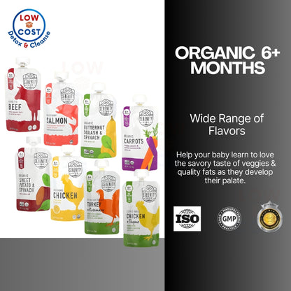 LittleSunshine | Serenity Kids Organic Beef, Salmon, Chicken, Sweet Potato, Bison, Carrot, Olive Oil