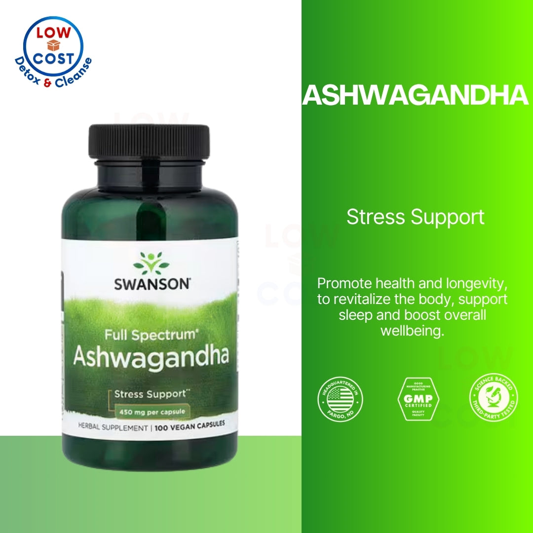 LowCostPH | Swanson, Full Spectrum Ashwagandha, 450mg, 100 Vegan Capsules Stress Support