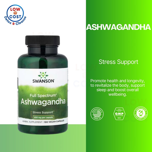 LowCostPH | Swanson, Full Spectrum Ashwagandha, 450mg, 100 Vegan Capsules Stress Support