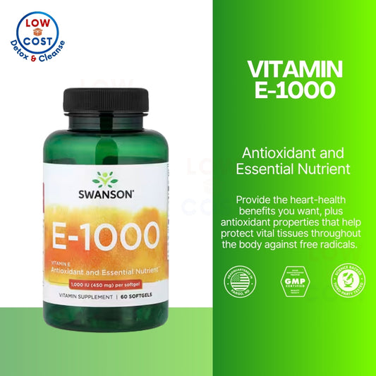 LowCostPH | Swanson, Natural E, 1,000 IU, 60 Softgels Antioxidant and Essential Nutrient