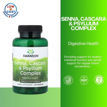 LowCostPH | Swanson, Senna, Cascara & Psyllium Complex, 90 Capsules Promotes Digestive Regularity