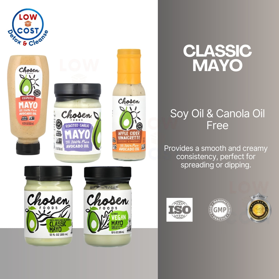 Grocer Farmer | Chosen Foods, 100% Avocado Oil Based, Classic Mayo, Vegan, Garlic, Chipotle, Apple