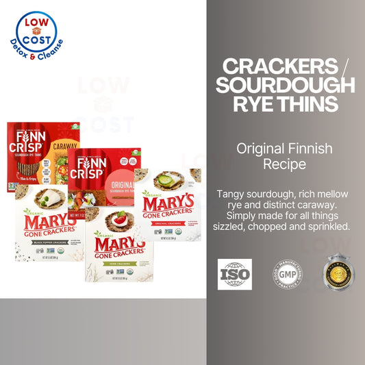 Grocer Farmer | Finn Crisp Sourdough Rye Thins, Mary's Gone Crackers, Caraway, Original, Herb,Pepper