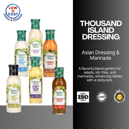 GrocerFarmer| Walden Farms Asian, Bleu Cheese, Caesar Honey, Italian, Onion Thousand Island Dressing