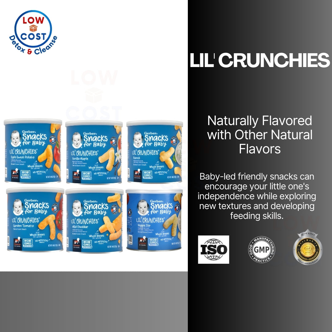 LittleSunshine | Gerbers, Snacks for Baby, Lil' Crunchies, Baked Grain Snack, Wheels 8+Months,(42 g)