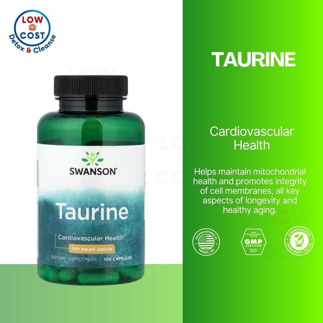 LowCostPH | Swanson, Taurine, 500 mg, 1,000 mg Capsules, Promotes Cardiovascular Health