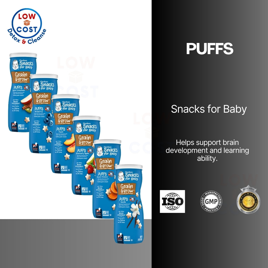 NaturalSolutions | Gerber, Snacks for Baby, Grain & Grow, Puffs, Puffed Grain Snack, 8+ Months, 42g