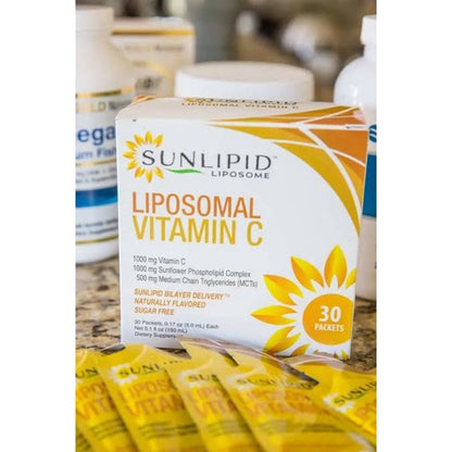 LowCostPH | Sunlipid, Liposomal Vitamin C with MCT Oil, 30 Packets, 0.17 fl oz (5 ml) Each