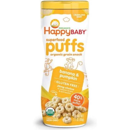 Low Cost PH | Happy Baby Puffs Organic Gluten Free Nutrient Rich Snacks Vitamins C & E Choline